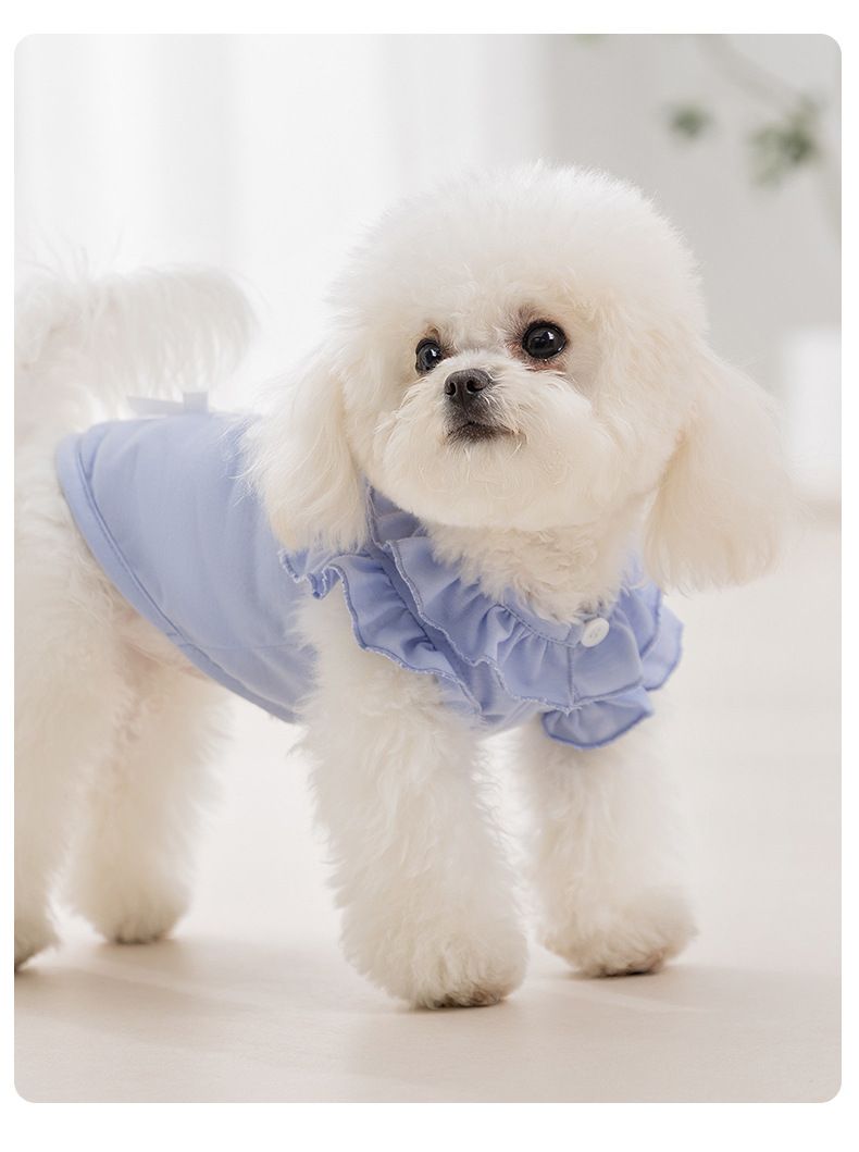 Spring And Summer Puppy Cartoon Print Lace Collar Traction Vest Small Teddy Bear Pet Dog Clothes_voghion.com
