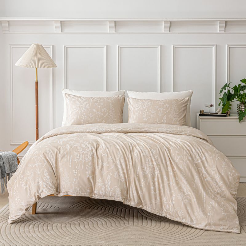 Ultra Soft Reversible Floral Print Duvet Cover Set - Twin - Sage Green_voghion.com