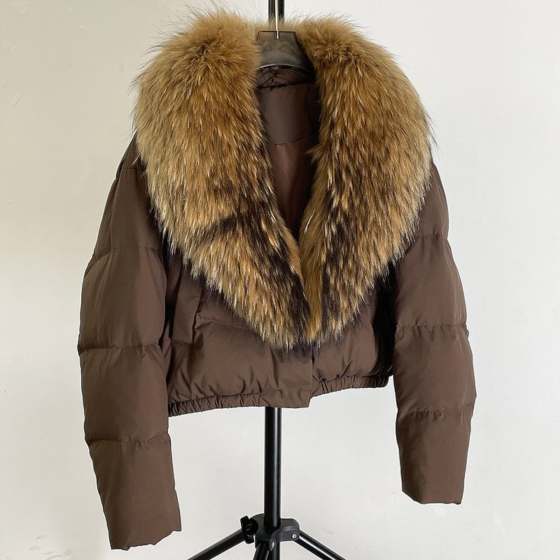 Luxury Winter Short Down Jacket For Women With Detachable Fox Fur Collar, High-Quality White Duck Down, Elegant & Stylish, Loose Fit, Warm_voghion.com
