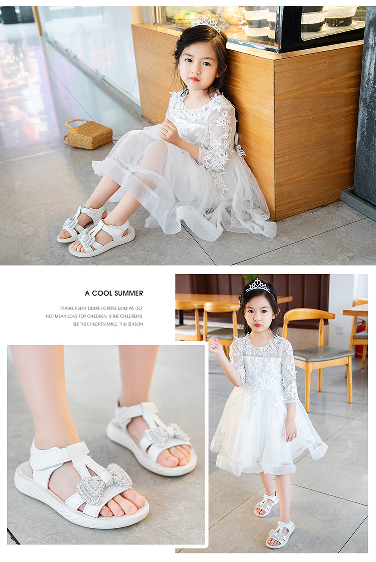 Prinzessin 2024 Sommer Neue Römische Weiche Sohle Anti-rutsch Mittlere Große kinder und Kleine Mädchen Sandalen_voghion.com