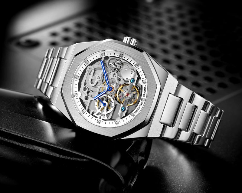 Men's Automatic Mechanical Watch With Luminous Hands, Three Subdials, And Day Display - Stainless Steel Band Six Pin Week Steel Belt Mechanical Watch_voghion.com