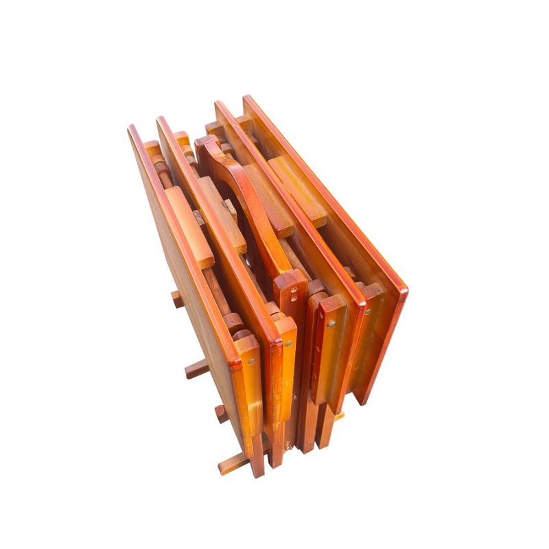 With Of Set Folding Trays Rack Honey 4 Storage Snack Table_voghion.com