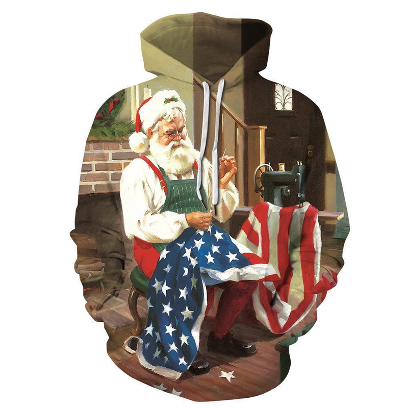 2023 Felpa con cappuccio per coppia di Natale europea e americana nuova Felpa con cappuccio cosplay di Babbo Natale con stampa digitale 3D_voghion.com