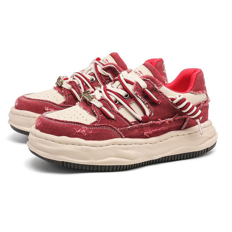 Sneakers da uomo in denim invisibili 26xx da 7 cm, stile estivo, versatili, basse, rosse, con aumento di altezza, per coppie._voghion.com