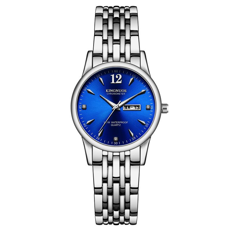 Simple Fasion Fres Casual Quartz Couple Watces Steel Band Dual Calendar Men's Luminous Waterproof Trendy Women's_voghion.com