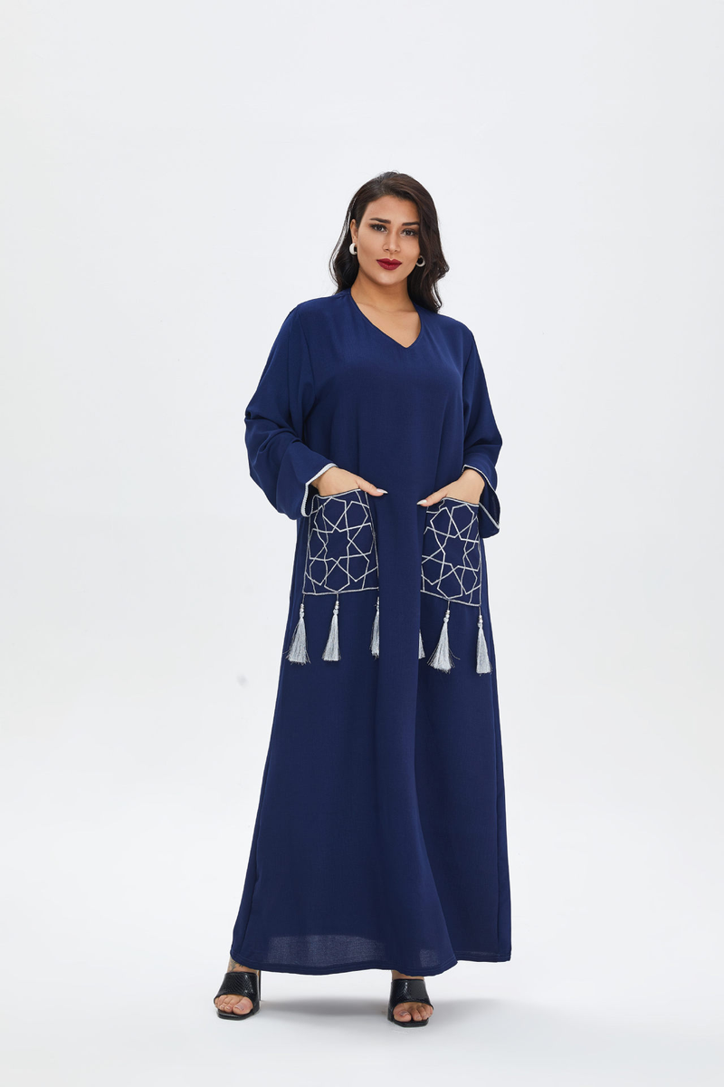 Dámské šaty, ležérní muslimské šaty v dubajském stylu abaya, dámské šaty z Blízkého východu_voghion.com