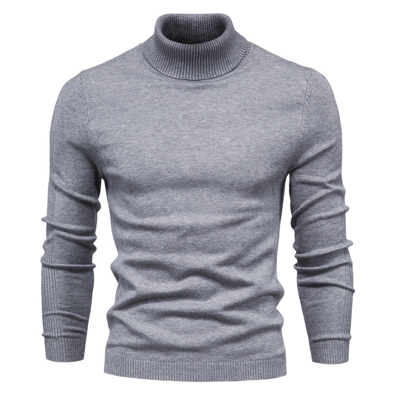 Herbst und Winter Neue Casual männer Einfarbig Pullover Pullover Hoher Kragen männer Casual Strickwaren Gewinde Hemd_voghion.com