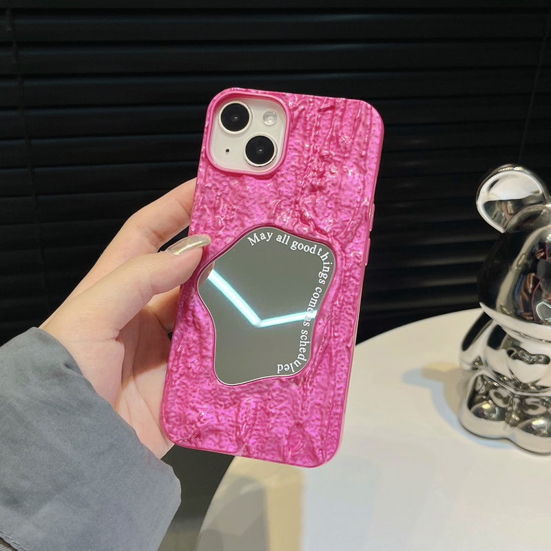 Mobile phone case solid color pleated mirror suitable for iphone15Promax Apple 14 mobile phone case 11 high-end 13 women_voghion.com