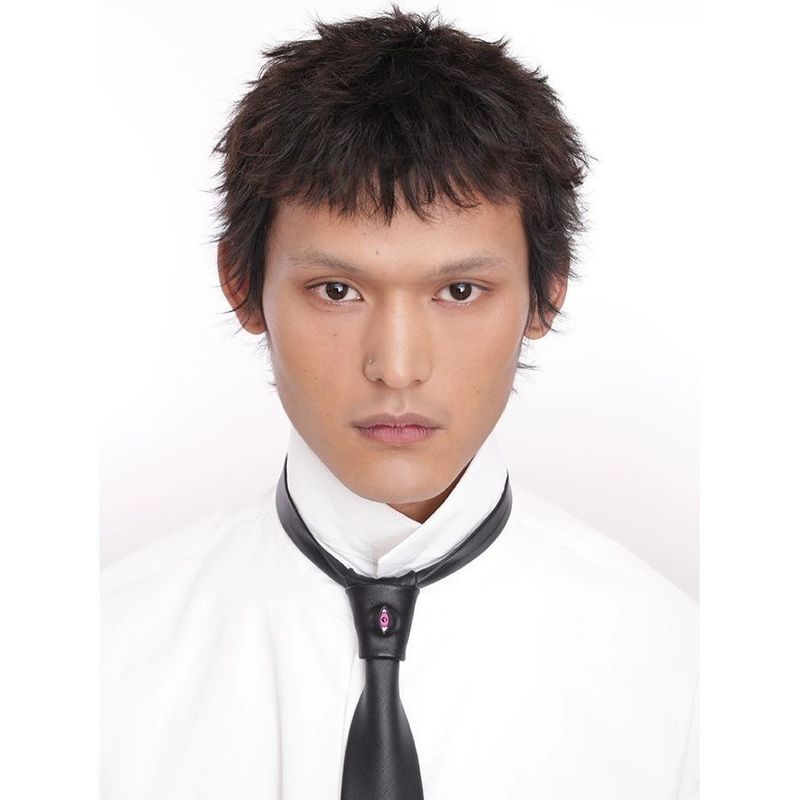 Cravatta in pelle con occhielli Wasteland a strati, versatile, stile college britannico per matrimoni_voghion.com