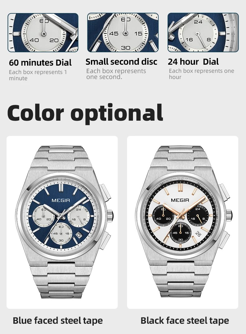 Herren Business Uhr Analog Quarz Armbanduhr Leuchtend 5ATM Wasserdicht Stahl Großes Zifferblatt_voghion.com