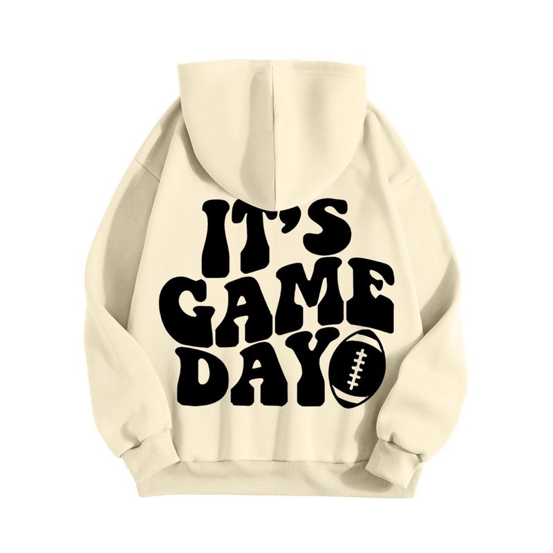 Felpa con cappuccio da donna in stile americano, taglie forti, con stampa di lettere, ampia, casual, alla moda, all'ingrosso_voghion.com