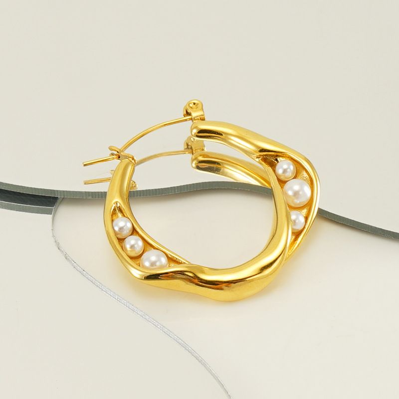 Orecchini a bottone in acciaio al titanio con cerchio geometrico in acciaio inossidabile di alta qualità per donna_voghion.com