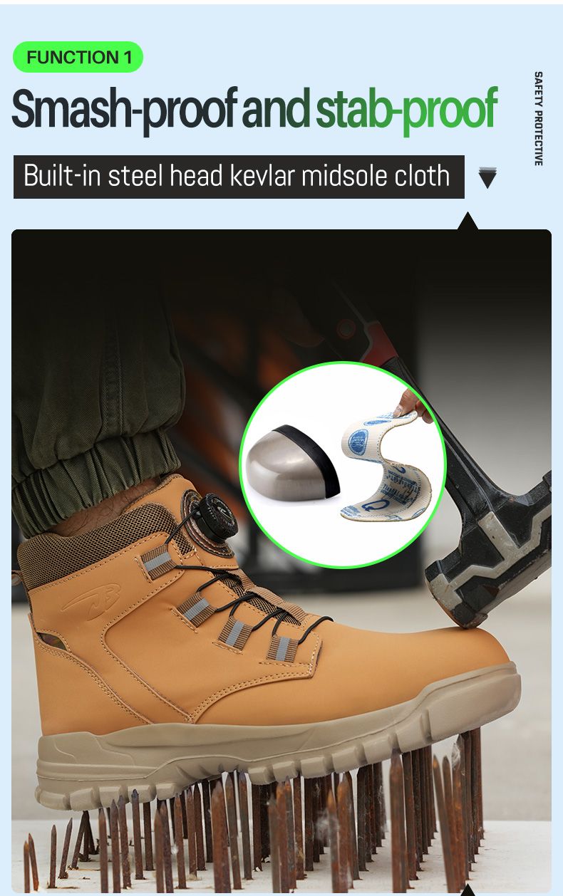 Stivali da lavoro impermeabili da uomo con punta in acciaio indistruttibile, anti-schiacciamento, scarpe antinfortunistiche resistenti al taglio, da motociclista, Botas Para Hombre_voghion.com