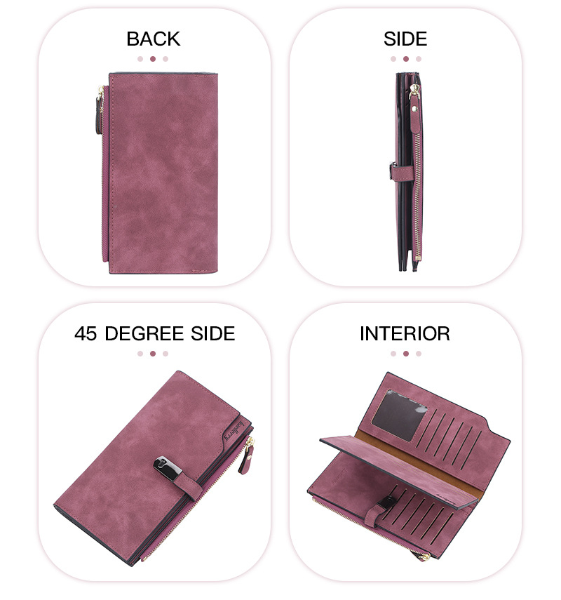 Baellerry Women's Long Wallet New Arrival Multi-card Matte Leather Clutch Multi-functional Mobile Phone Bag_voghion.com