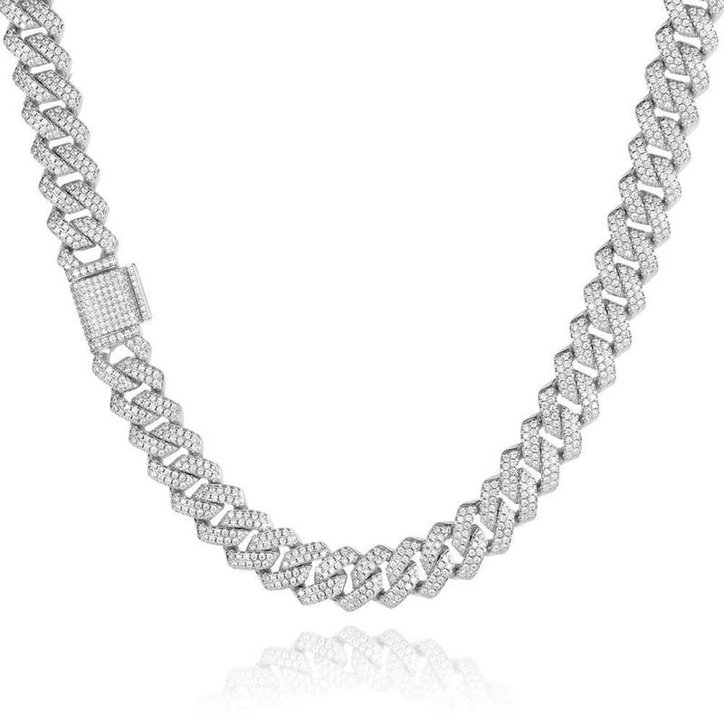 Colar de hip hop com diamantes, corrente cubana e zircônia, joia versátil e sofisticada para homens_voghion.com