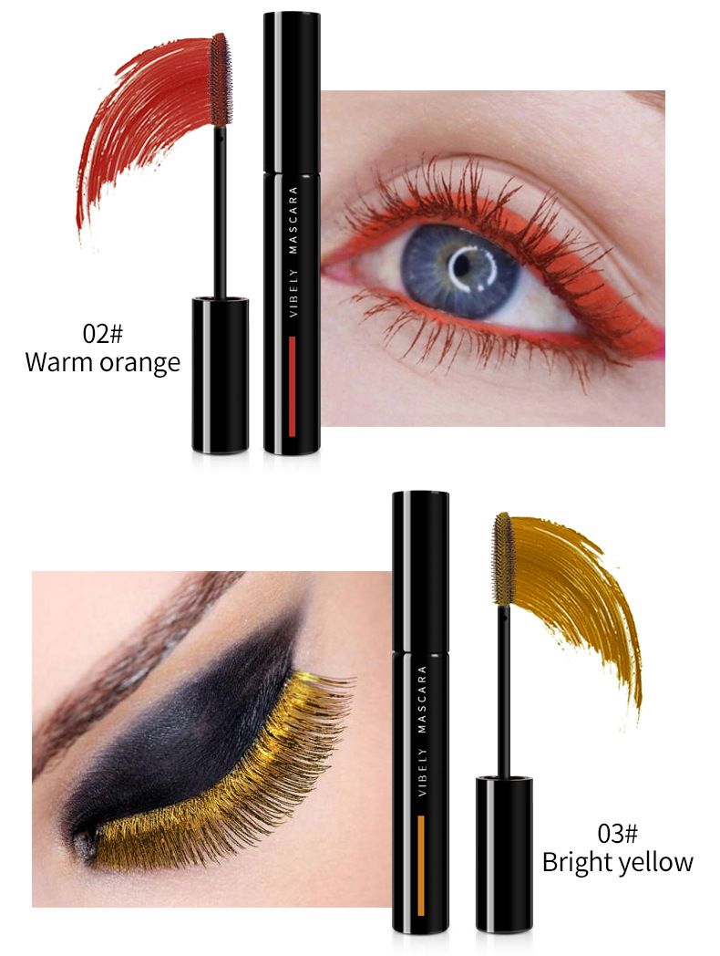 Colorful Eye Black, Waterproof, Non Smudging, Thick Curly, Colorful 4D Mascara Primer_voghion.com
