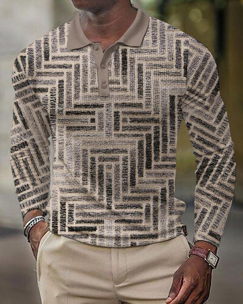 T-shirt da uomo a maniche lunghe con stampa digitale da uomo con risvolto di grandi dimensioni_voghion.com