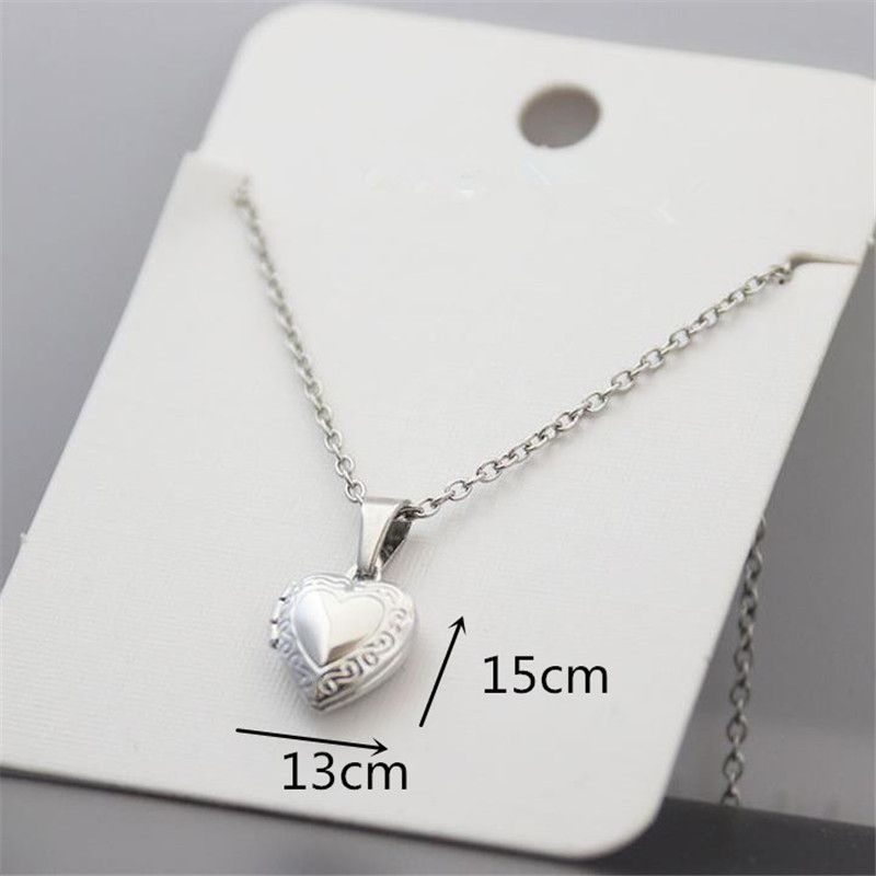 Moda Stal Kolor Nierdzewna Maleńka Ramka Na Zdjęcia Naszyjnik Miłość Serce Charms ating Medalion Naszyjniki Kobiety Biżuteria Pamiątkowa_voghion.com