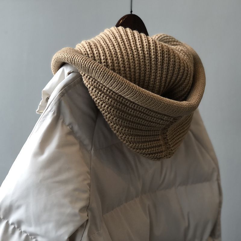 Gestrickte Daunenmütze mit Kapuze für Damen im Winter, mittellange neue koreanische Version, lockere und dicke warme Baumwolljacke_voghion.com