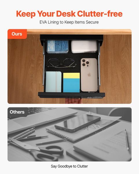 13 In Lockable Under Desk Drawer Organizer Slide-out Drawer For Home Office_voghion.com