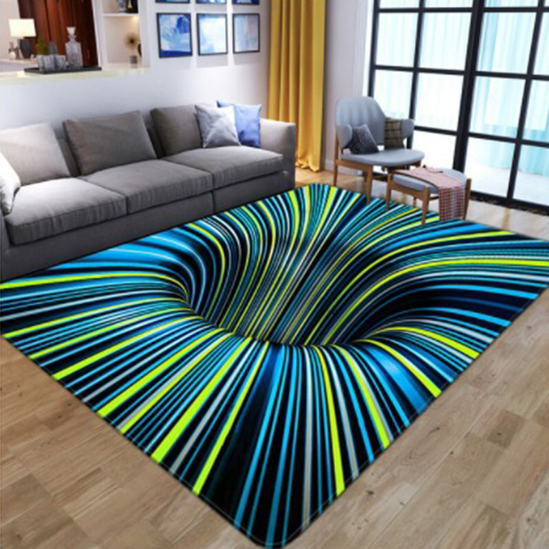 Sijiali Fußmatte, abstraktes geometrisches Muster, rutschfest, Polyester, maschinenwaschbar, 3D-Illusionsteppich für Schlafzimmer_voghion.com