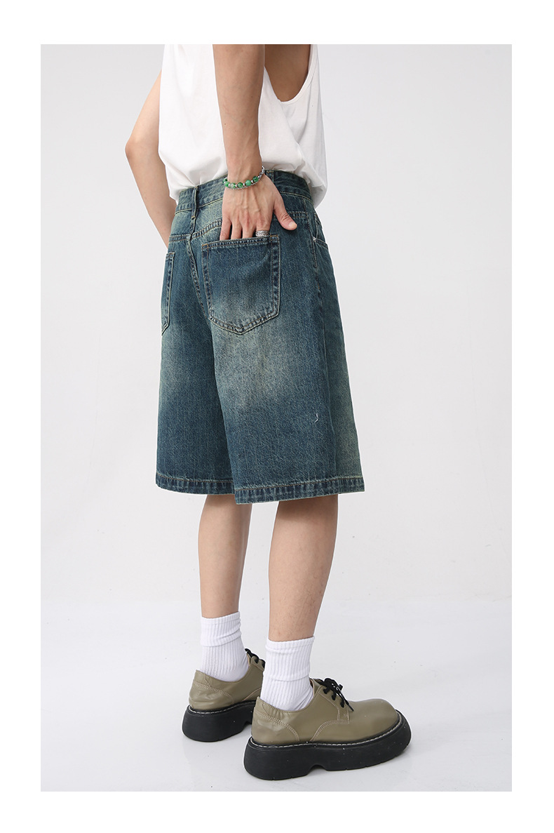 MTLCLOTHES Männerbekleedung|Männer Retro loose distressed Denim Shorts fënnef Punkt Hosen_voghion.com