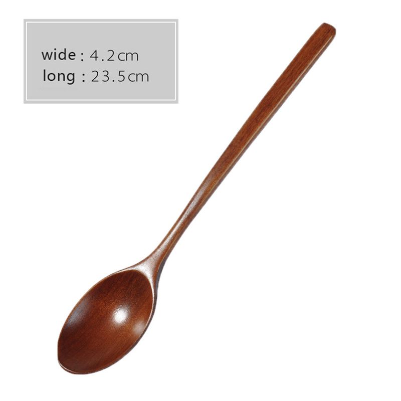 4Pcs Natural Wooden Spoon Fork Bamboo Kitchen Cooking Dining Soup Tea Honey Coffee Utensil Tools Soup-Teaspoon#40_voghion.com