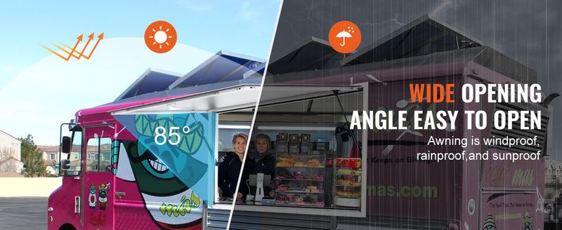 VEVOR Concession Window 48"x36", Aluminum Alloy Food Truck Service Window With Awning Door & Drag Hook, Up To 85 Degrees Stand Serving Window For Food Trucks Concession Trailers, Glass Not Included_voghion.com