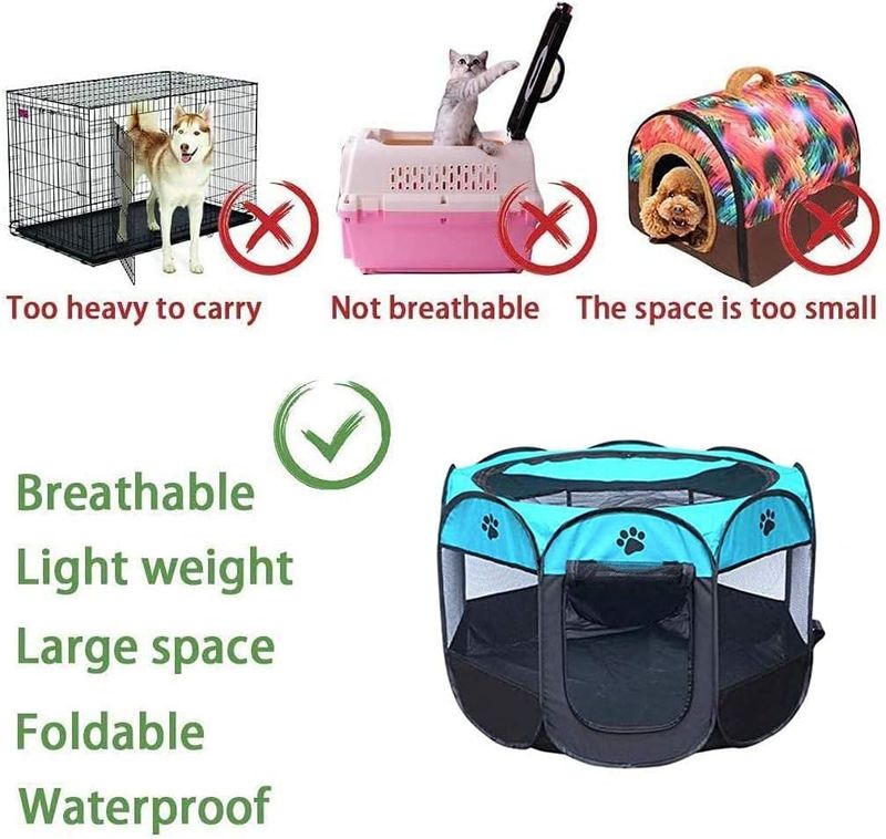 Dotala PET, recinto portatile pieghevole per cani e gatti, in tessuto Oxford 600D di alta qualità, con cerniera superiore rimovibile, per uso interno ed esterno (marrone)_voghion.com
