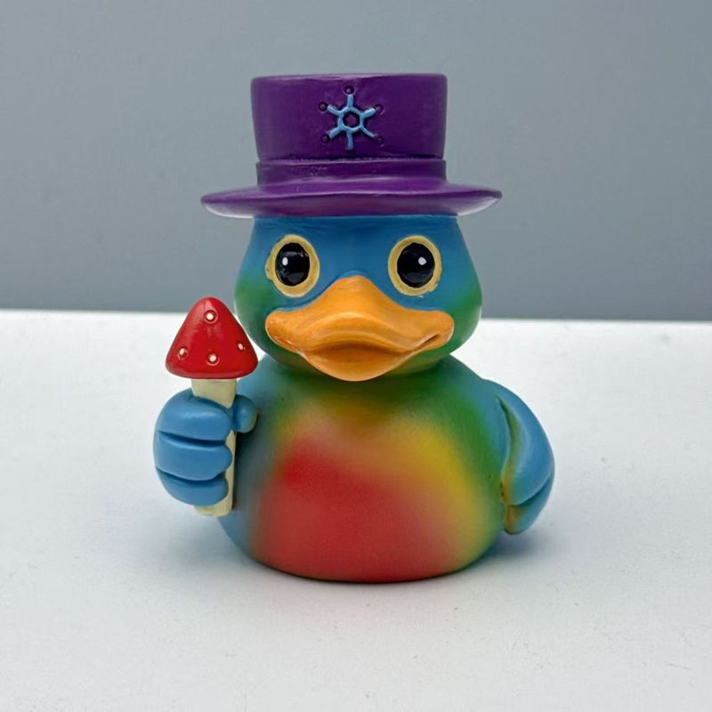 New Middle Finger Psychedelic Duck Creative Statue Ornament_voghion.com