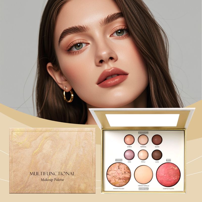 Gilded Eyeshadow Contour Blush Highlighter Lidschatten Aufhellender, vielseitig verwendbarer, umfassender Make-up-Palette_voghion.com