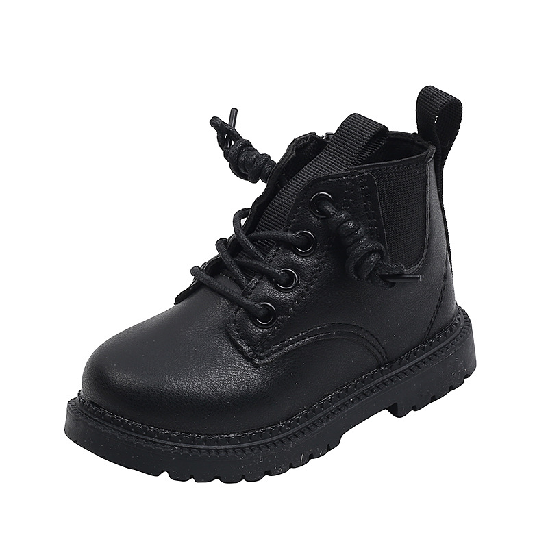 Scarpe per bambini, stivali in cotone tinta unita con cerniera laterale, caldi in pile per bambini_voghion.com