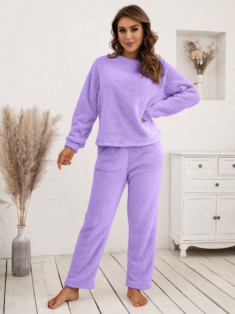 Women's solid color plus size thick winter clothing warm hooded pajamas outside the home wear_voghion.com