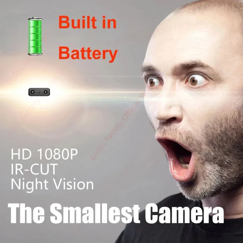 Mini telecamera di sicurezza domestica intelligente 1080P HD più piccola, videocamere IR-CUT con visione notturna, microcamera DV con rilevamento del movimento._voghion.com