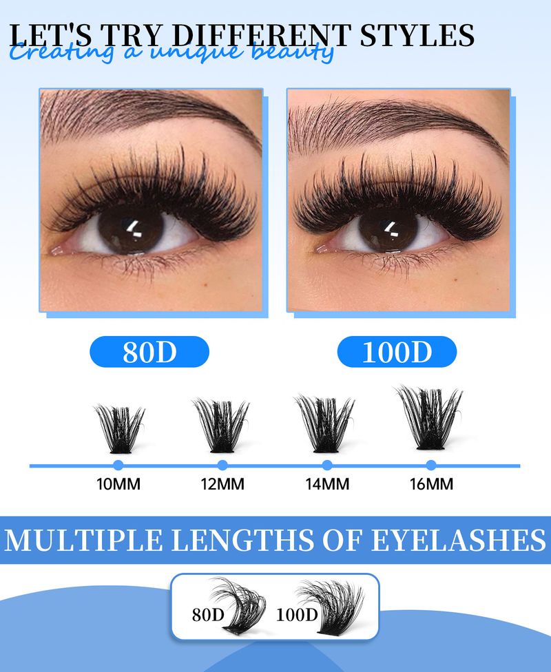 False Eyelashes False Eyelash Extension Set Single Cluster Of 238 Clusters Of 80D + 100D Thick Natural Segmented Eyelashes_voghion.com