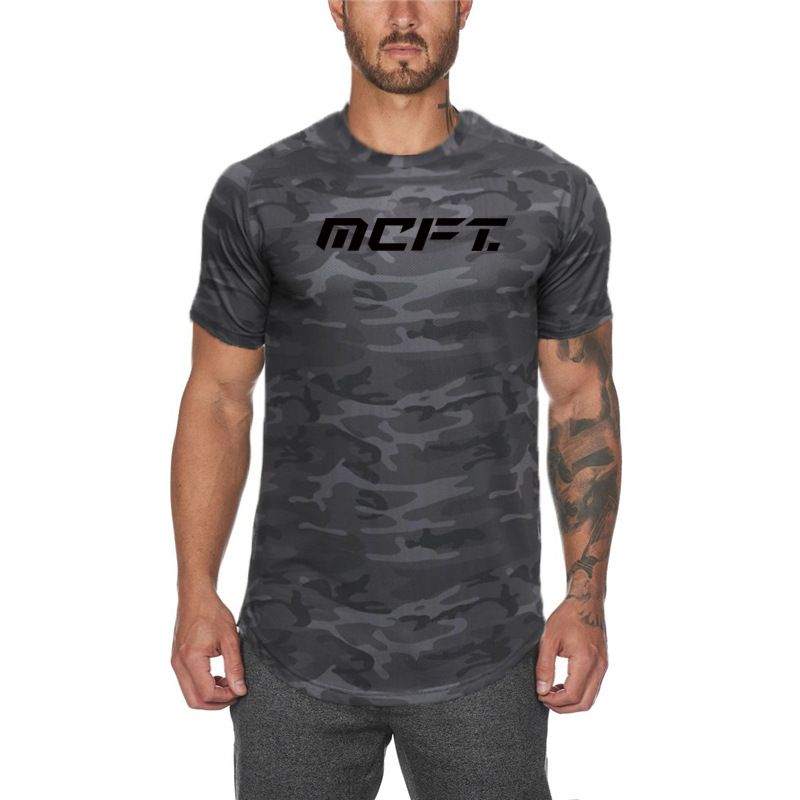 Muscle Meeste Slim Fit lühikeste varrukatega T-särk Sport Fitness Meeste Camo T-särk Ümarkaelusega kõikehõlmav treening elastne_voghion.com