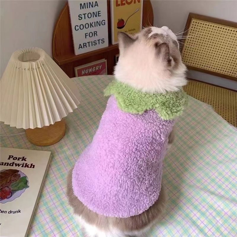 Sonbahar Kış Cadılar Bayramı Evcil Hayvan Havuç Patlıcan Mont Sıcak Polar Dönüşüm Kıyafeti Kedi Köpek Pamuklu Giysiler_voghion.com