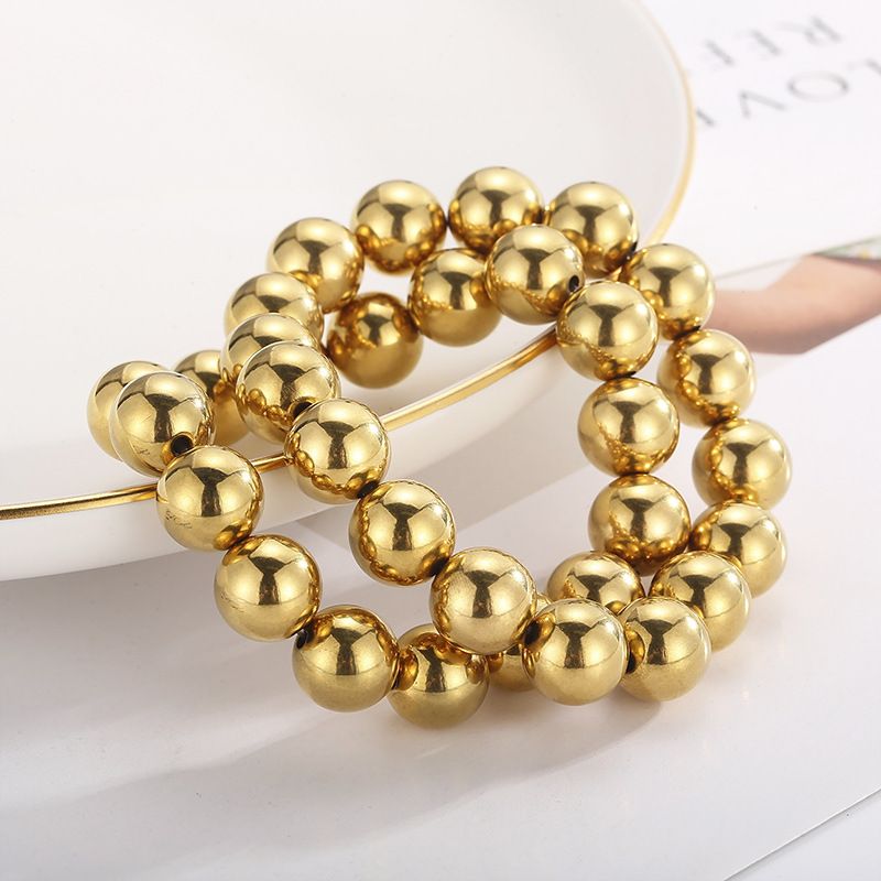 Gioielli da uomo e da donna, bellissimi braccialetti elastici con perline rotonde, bracciale fai da te alla moda e reattivo._voghion.com