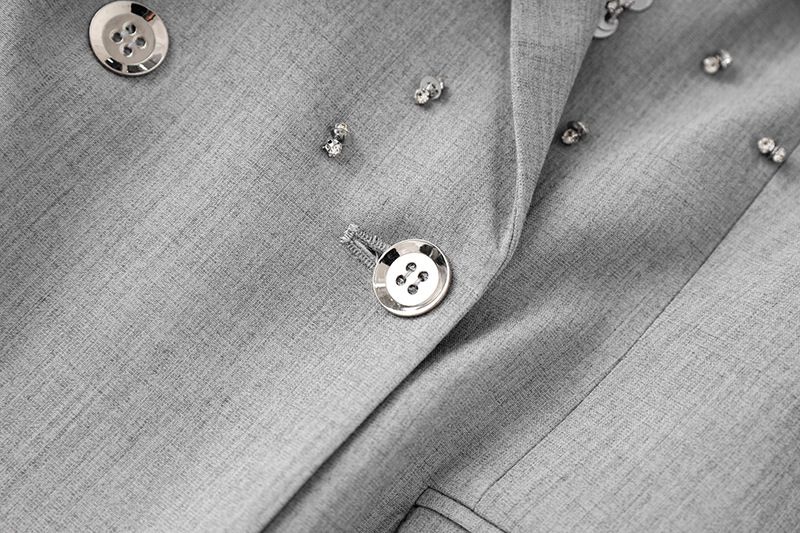 Conjunto chique de blazer e saia com strass – terno brilhante de duas peças para mulheres, do escritório à noite_voghion.com