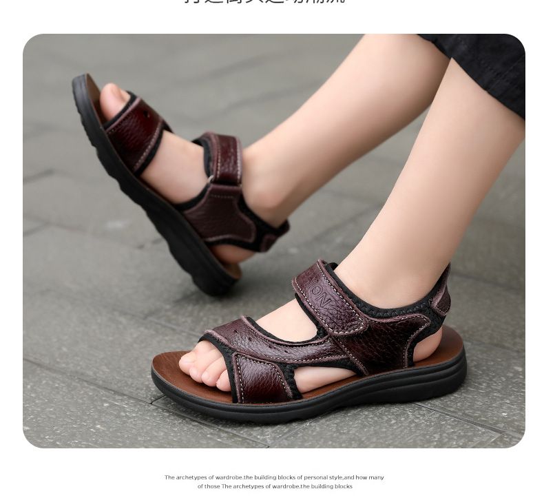 Scarpe per bambini Sandali per ragazzi estate 2024 nuovi modelli per bambini vera pelle bambino fondo morbido strato superiore pelle bovina scarpe per bambini scarpe da spiaggia per bambini_voghion.com