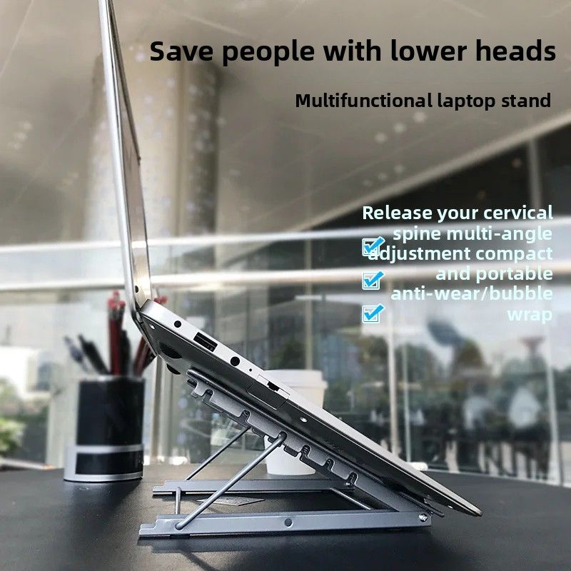 Supporto per base multifunzionale pieghevole per computer portatile e tablet in metallo, accessori per ufficio, supporto stabile e durevole_voghion.com