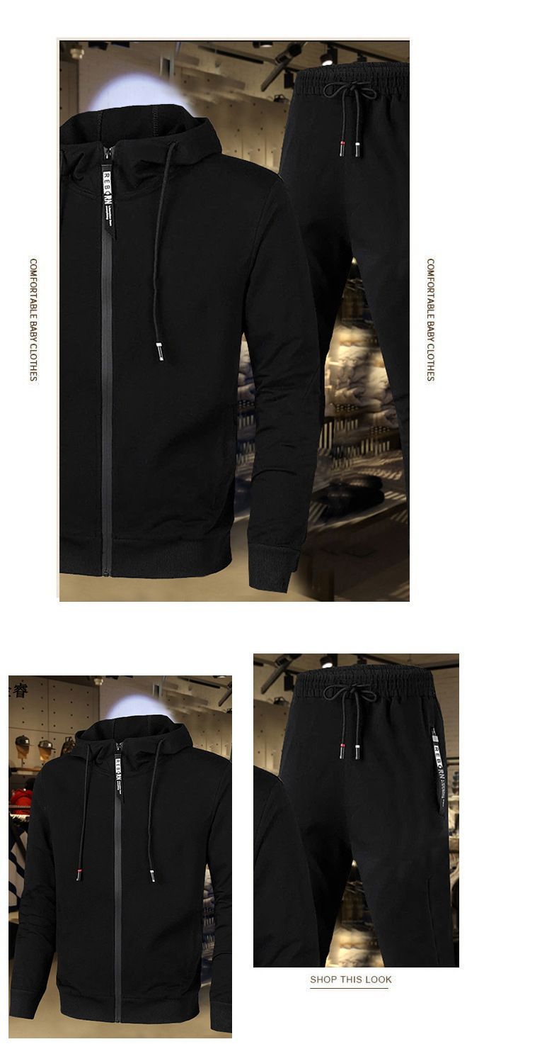 Completo da uomo con felpa con cappuccio impermeabile e pantaloni della tuta – Tuta con cerniera Autumn Air Layer (nero/blu navy/grigio chiaro/rosso, M-XXXL)_voghion.com