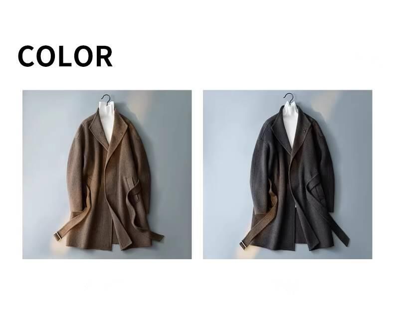 Trench da uomo in lana 2025, nuovo autunno, semplice, di alta qualità, in stile coreano, di media lunghezza, giacca di lana bifacciale, alla moda_voghion.com