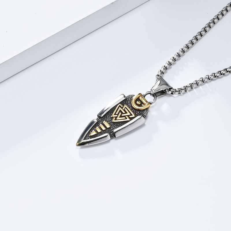 Nordic retro Viking Odyna Włócznia Tytanowa Stal Wisiorek Męski Osobowość Gunnier Naszyjnik Ze Stali Nierdzewnej Viking_voghion.com