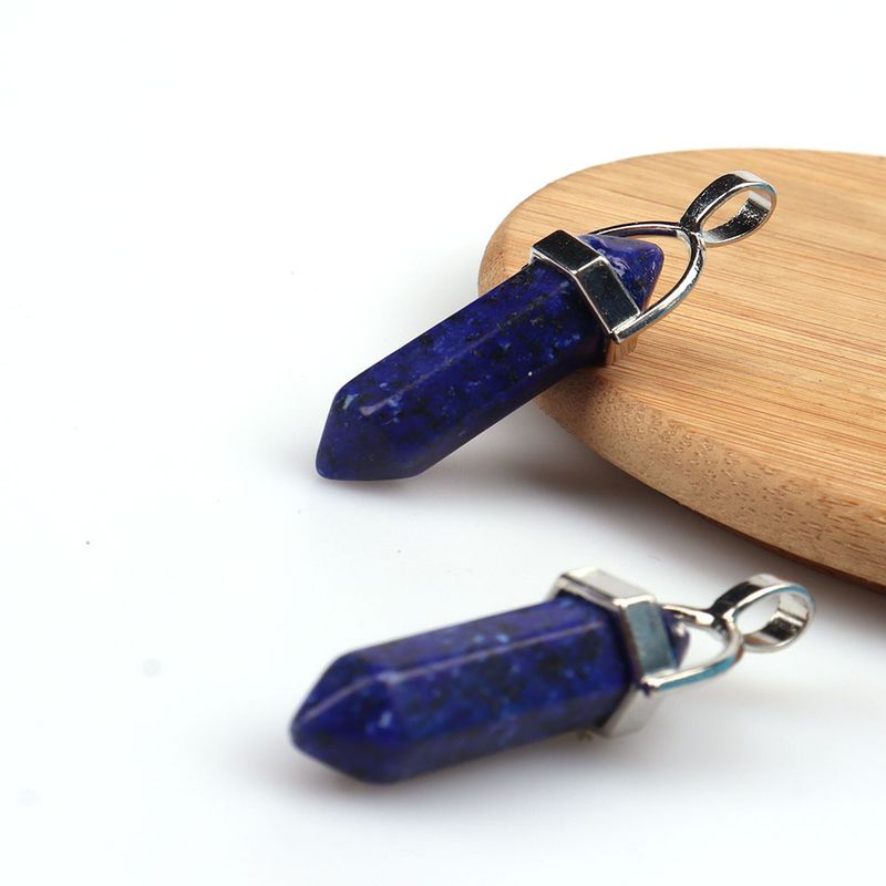 Halskette mit sechseckigem, spitzem Kristallanhänger – natürlicher Amethyst, Rosenquarz, Tigerauge und mehr – Yoga-Pendel_voghion.com