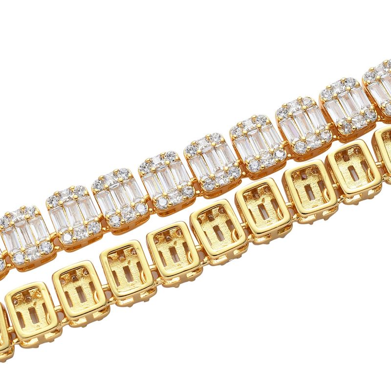 Herrenschmuckset FashionHip Hop Step Square Zirkon Hip Hop Armband Herrenmodetrend Hiphop Quadratisches und rundes Zirkon Mixed Inlay Armband_voghion.com