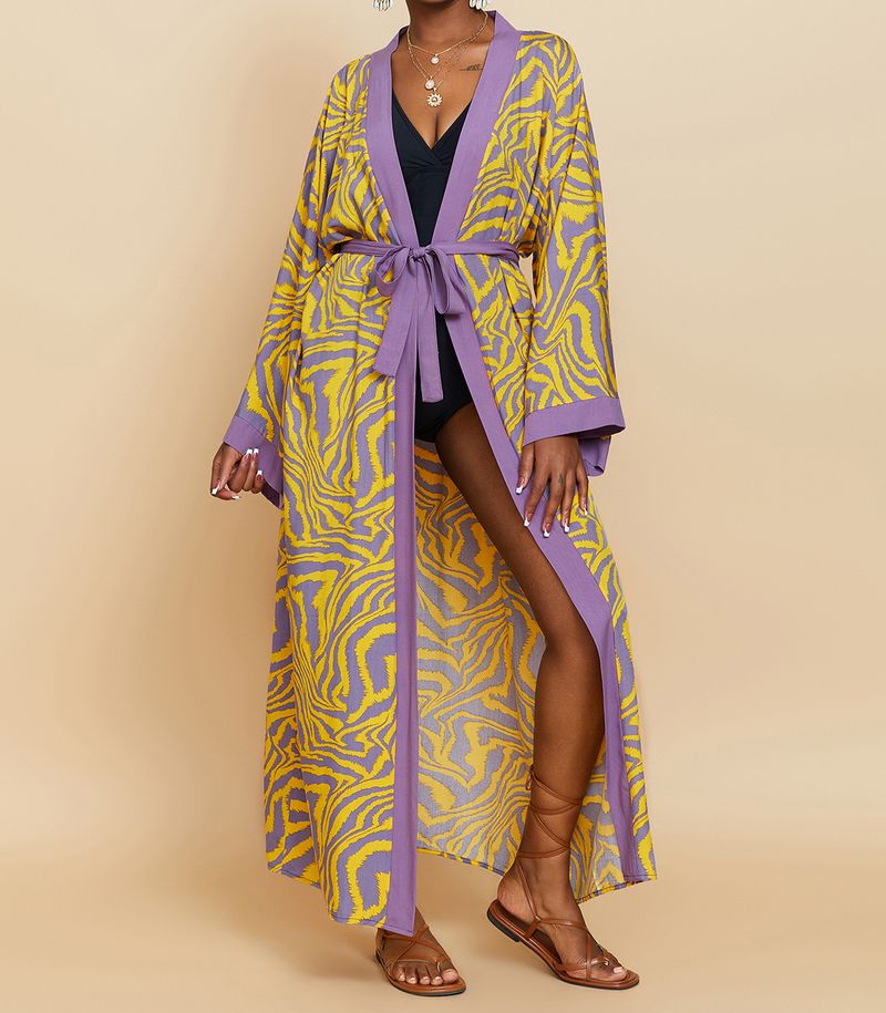 Women's Clothing Beach cover-up rayon zebra pattern holiday bikini sunscreen cardigan dress large size loose_voghion.com