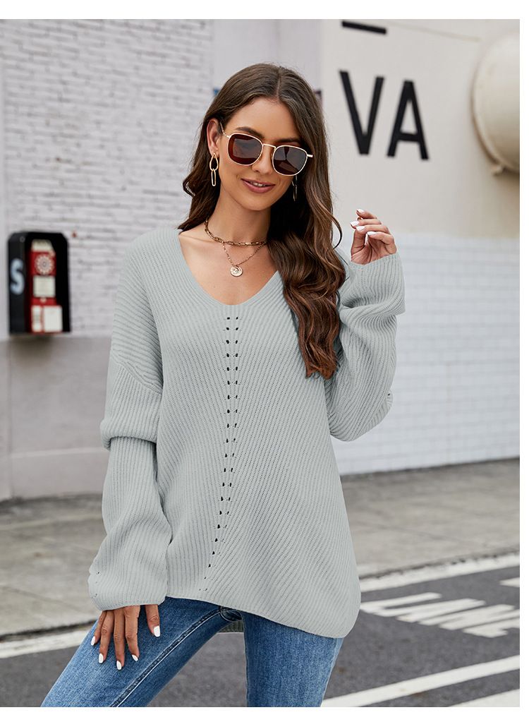 Chemisier ample à manches longues et col rond pour femme, couleur unie, décontracté, à capuche_voghion.com