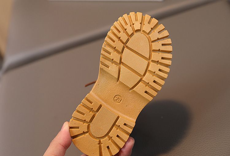 Autumn and winter new classmates girls leather boots baby small yellow boots boys Martin boots children fashion short boots_voghion.com