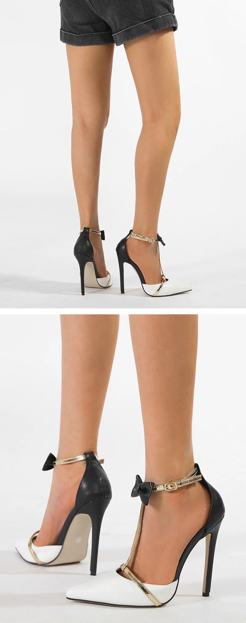 Liyke Fashion Design Bowknot Knöchelriemen Damen Pumps Sexy Spitzschuh Stripper High Heels Hochzeitsbankett Schuhe Sandalen_voghion.com